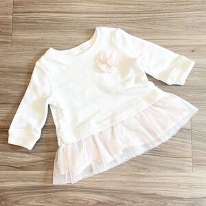 OshKosh B’gosh white/pink floral tulle baby girls sweater